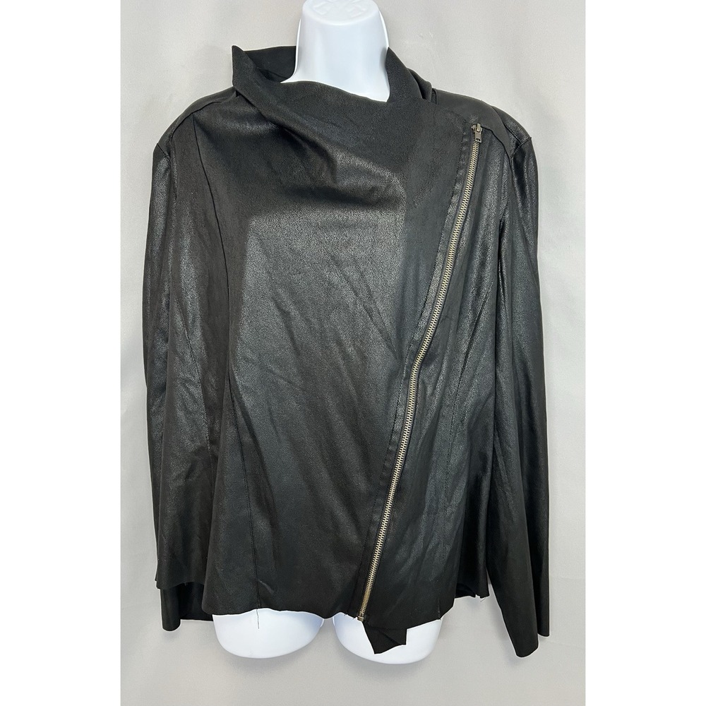 Mote Jacket Preowned Women's XL Texture Faux Leather Black Copper Asymmetric